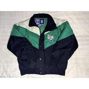 NBA 80'sBoston Celtics Logo 7 Green White Black Puffer Basketball Jacket SZLARGE